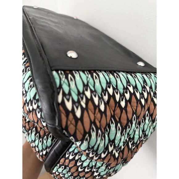 Vera Bradley Sierra Black and Teal Stream Abstract Trapeze Tote Large Purse - Picture 6 of 8